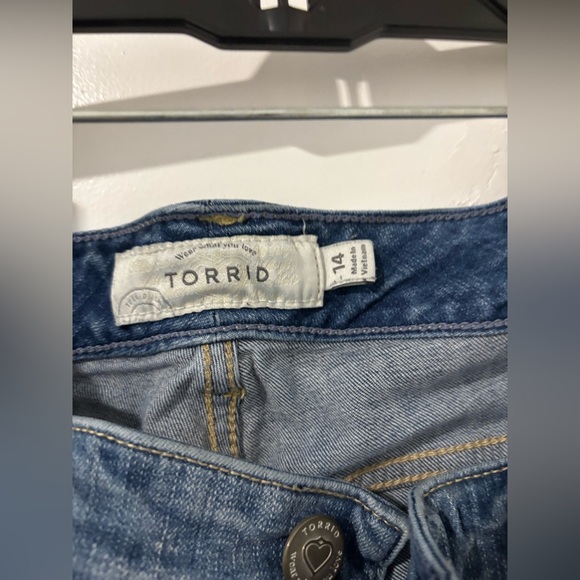 Torrid Blue Jean Shorts with Cuffed Hem - Picture 5 of 5
